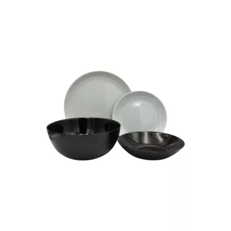 Casa si Gradina - Bucatarie si vesela - Vesela si tacamuri - Servicii de masa - Set de vesela DIWALI NEGRU–GRI, 19 piese - Infinity.ro