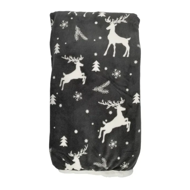 Casa si Gradina - Textile si covoare - Pături și cuverturi - Pături - Patura Sherpa cu model de Craciun 150*200 cm - Infinity.ro