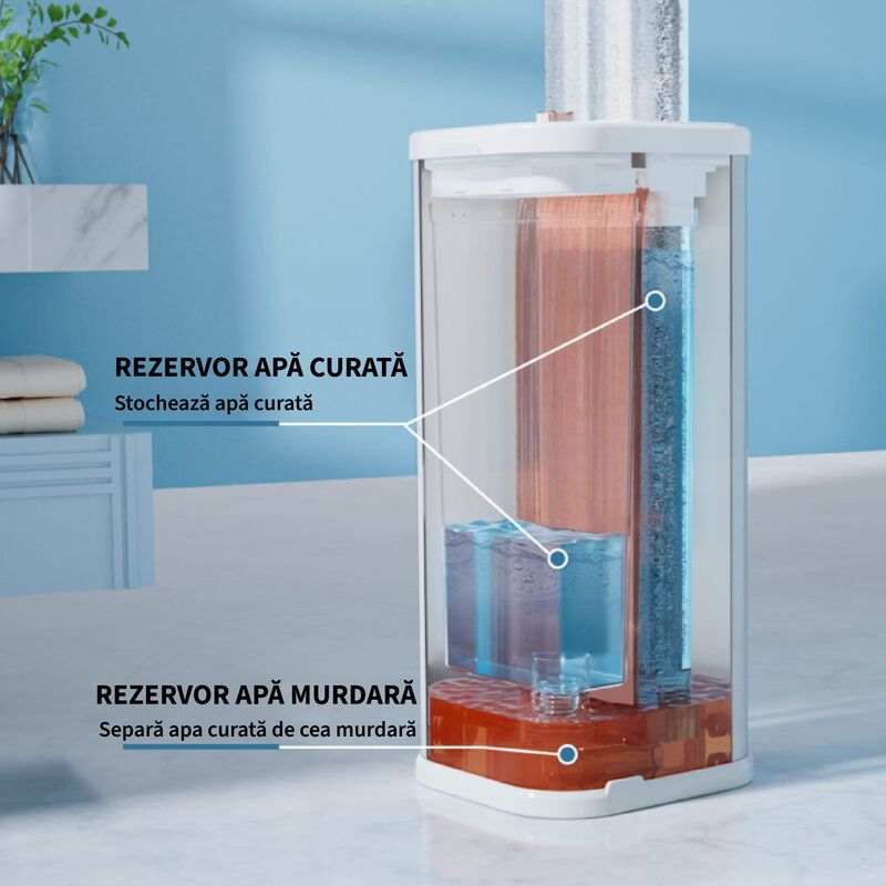 Market - Curatenie si intretinere casa - Produse menaj - Mopuri - Set galeata din otel inoxidabil cu mop plat, PB 36, Albastru - Infinity.ro