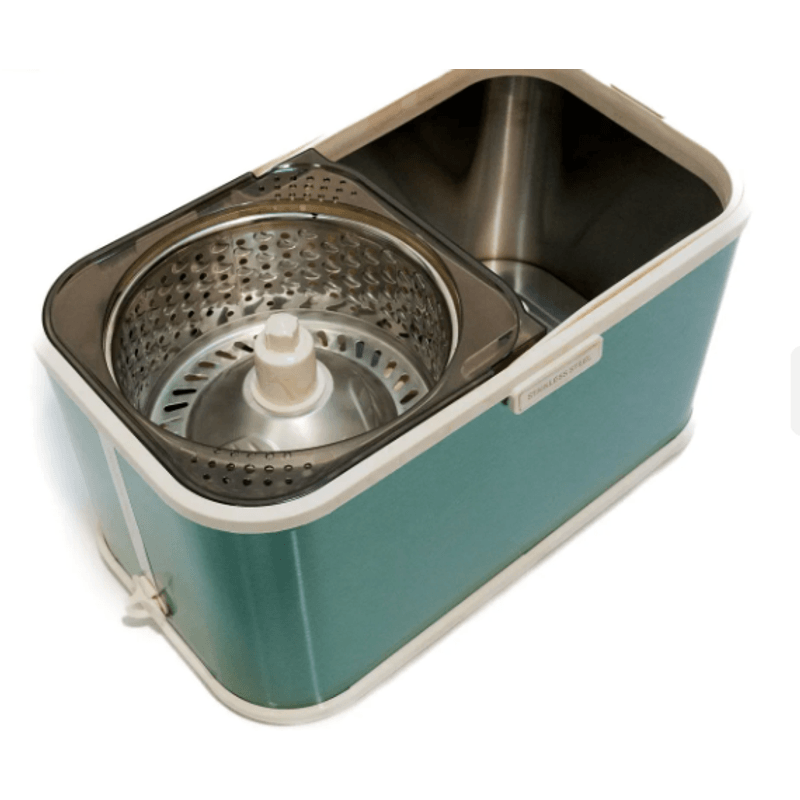 Market - Curatenie si intretinere casa - Produse menaj - Mopuri - Set cu mop rotativ si galeata din otel inoxidabil, Tija ajustabila, F7, Verde - Infinity.ro