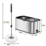 Market - Curatenie si intretinere casa - Produse menaj - Mopuri - Set cu mop rotativ si galeata din otel inoxidabil, Tija ajustabila, F7, Verde - Infinity.ro