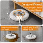 Market - Curatenie si intretinere casa - Produse menaj - Mopuri - Set cu mop rotativ si galeata din otel inoxidabil, Tija ajustabila, F7, Verde - Infinity.ro