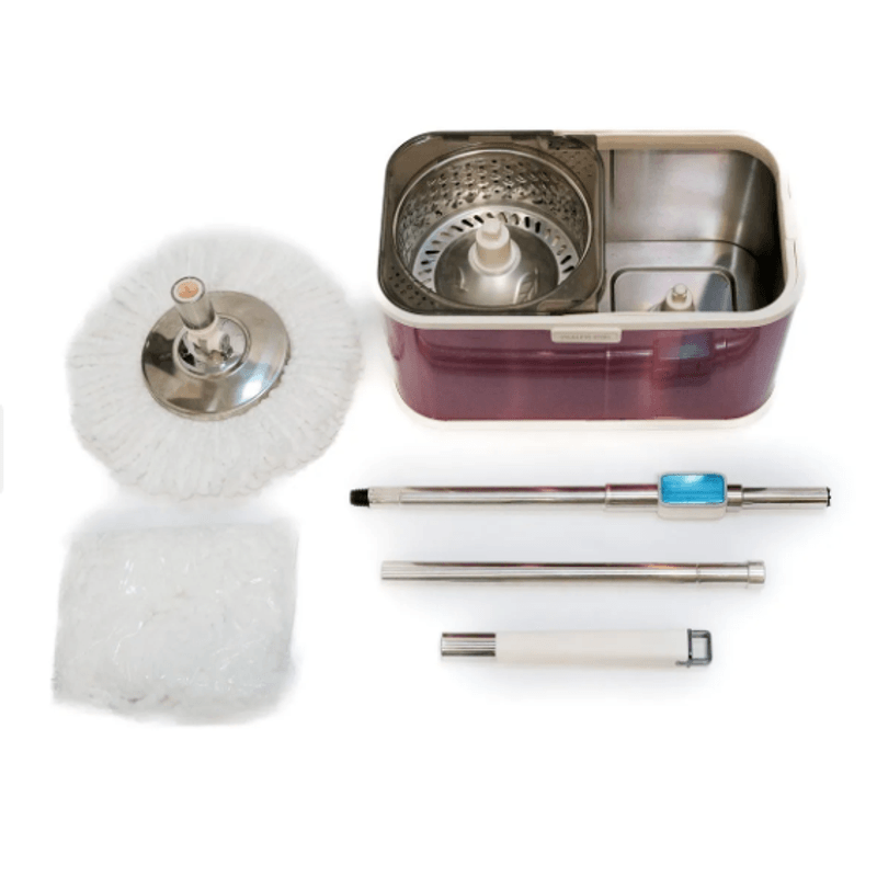 Market - Curatenie si intretinere casa - Produse menaj - Mopuri - Set cu mop rotativ si galeata din otel inoxidabil, Tija ajustabila, F7, Liliac - Infinity.ro