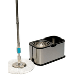 Market - Curatenie si intretinere casa - Produse menaj - Mopuri - Set cu mop rotativ si galeata din otel inoxidabil, Tija ajustabila, F7, Argintiu - Infinity.ro