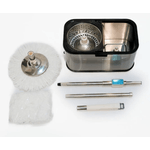 Market - Curatenie si intretinere casa - Produse menaj - Mopuri - Set cu mop rotativ si galeata din otel inoxidabil, Tija ajustabila, F7, Argintiu - Infinity.ro