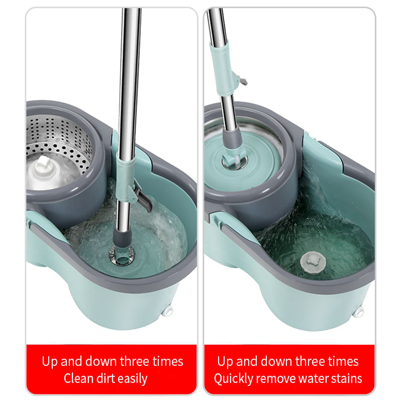 Market - Curatenie si intretinere casa - Produse menaj - Mopuri - Set cu mop rotativ si galeata, otel Inoxidabil, tija ajustabila, MS-004 - Infinity.ro