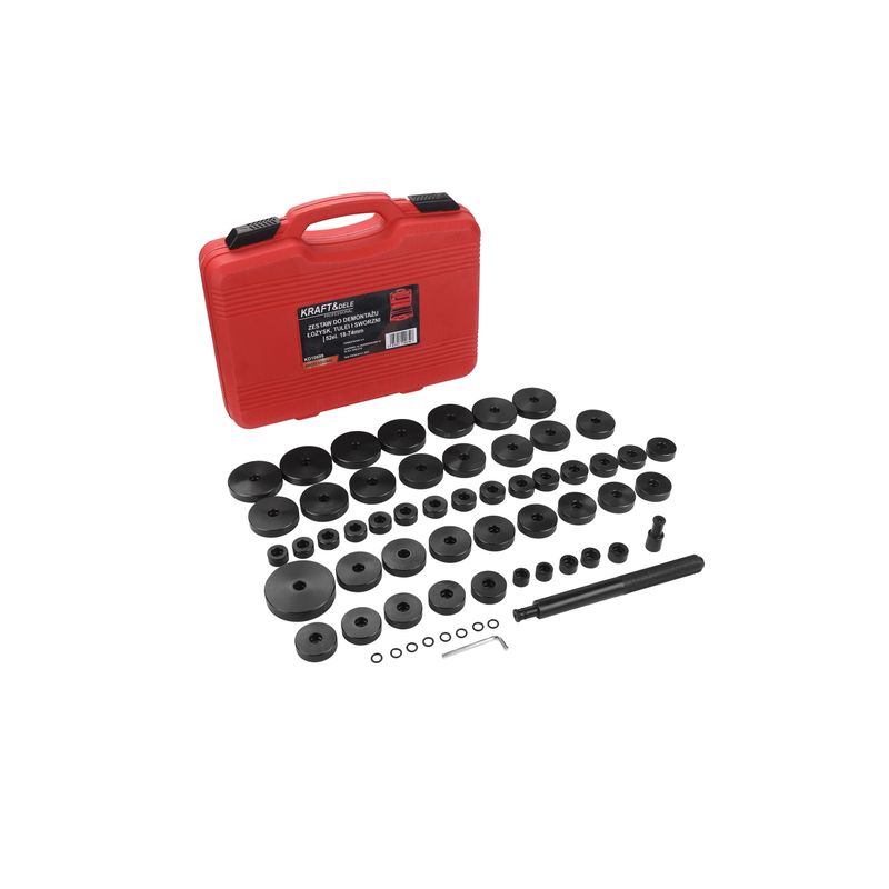 Auto si Moto - Reparatii si depanare - Scule auto - Scule si truse auto - Kit demontare rulmenti, bucse, pivoti, Kraft&Dele, 52 piese, KD10699 - Infinity.ro