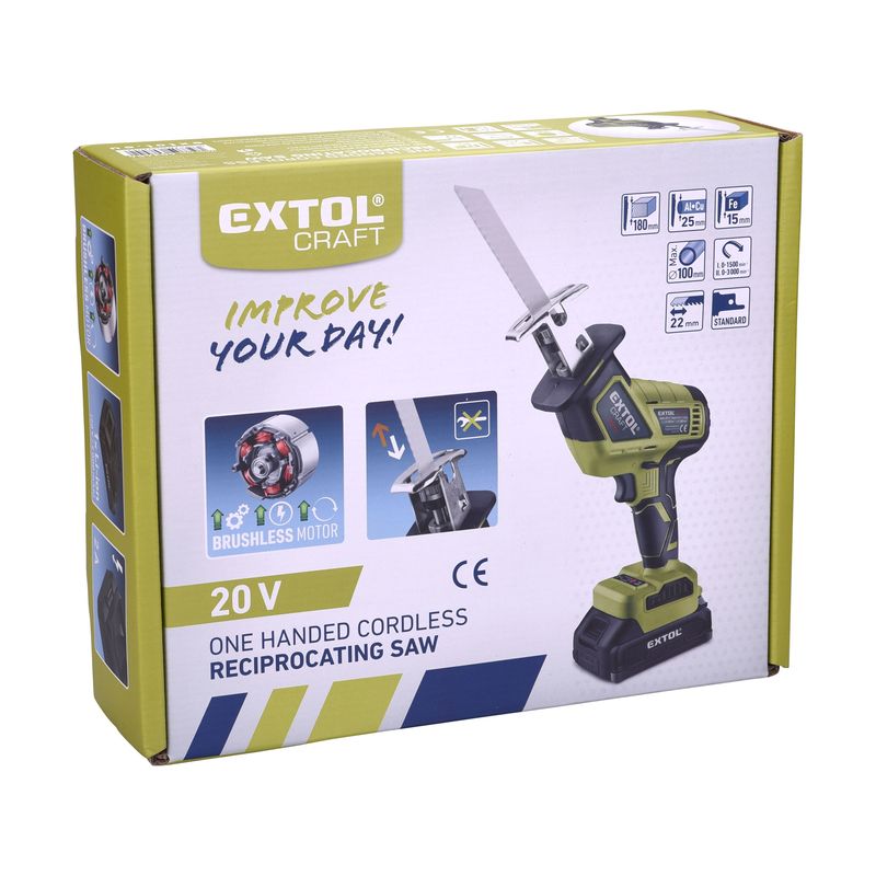 Casa si Gradina - Constructii - Scule electrice si accesorii - Fierastraie electrice - Fierastrau reciprocant fara fir, EXTOL CRAFT, 402454, 20V, 2Ah - Infinity.ro