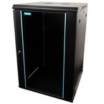 PC, gaming si accesorii - Servere - Cabinete metalice - Cabinet 19″ spacer 18u 600x600mm fixare pe perete flatpack (dezasamblat) black usa sticla cu blocare panouri detasabile - Infinity.ro