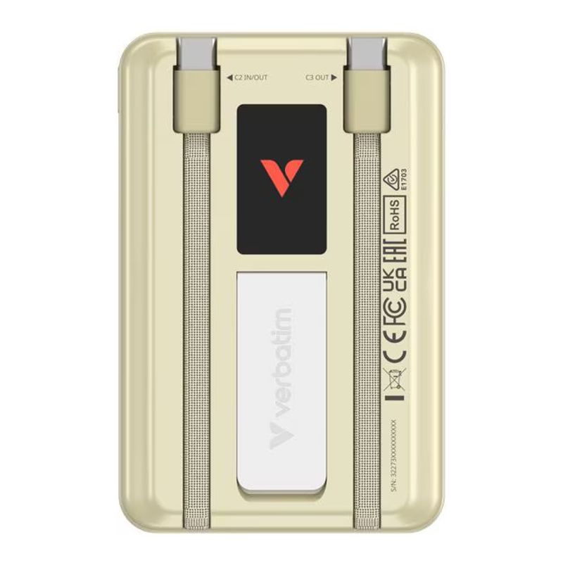 Laptop, Telefoane si Tablete - Telefoane mobile si accesorii - Accesorii Telefoane - Baterii externe - Power bank Verbatim 10000mAh aur, 2 cabluri - Infinity.ro