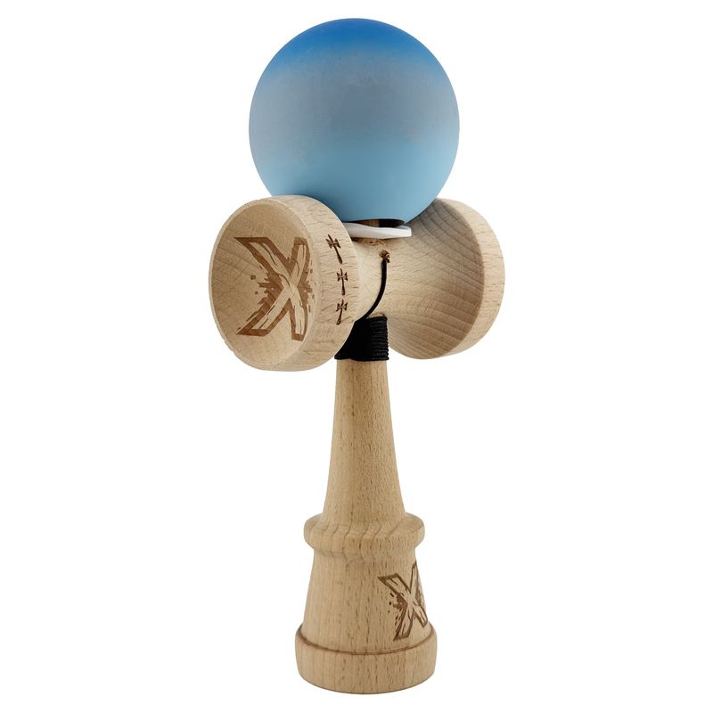 Jucarii, Copii si Bebe - Jucarii si jocuri - Jucarii & jocuri educative - Jucarii interactive - Kendama Flippy KING SIZE V3, Profesionala, Rubber Grip, Gradient Albastru/Gri, 18 cm lemn - Infinity.ro