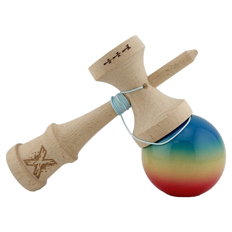 Jucarii, Copii si Bebe - Jucarii si jocuri - Jucarii & jocuri educative - Jucarii interactive - Kendama Flippy X Originala, Big Cups V2, Super Sticky, Rulment Metalic, Rosu/Galben/Albastru - Infinity.ro