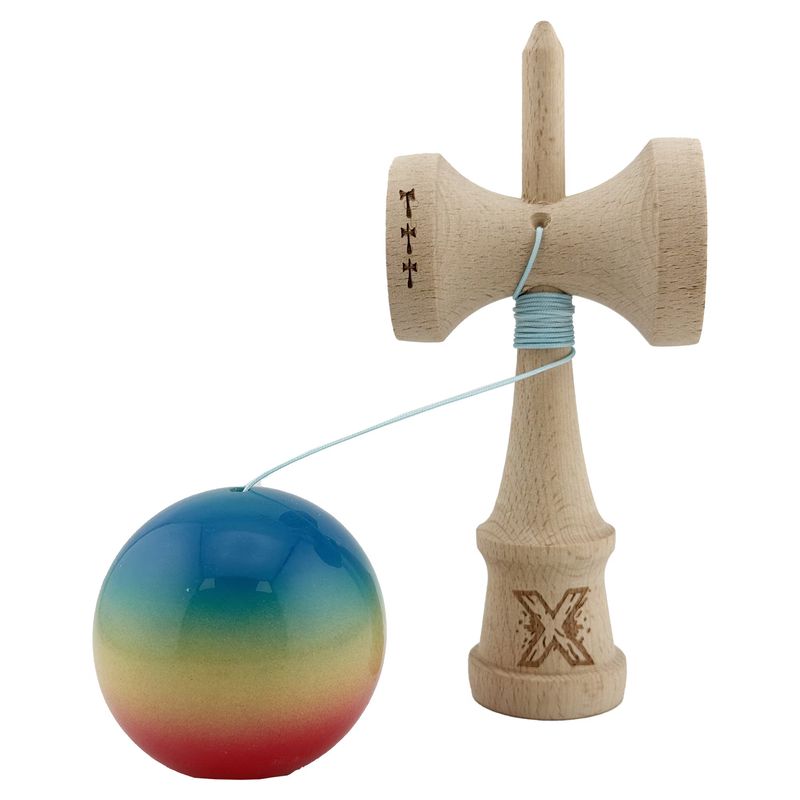 Jucarii, Copii si Bebe - Jucarii si jocuri - Jucarii & jocuri educative - Jucarii interactive - Kendama Flippy X Originala, Big Cups V2, Super Sticky, Rulment Metalic, Rosu/Galben/Albastru - Infinity.ro