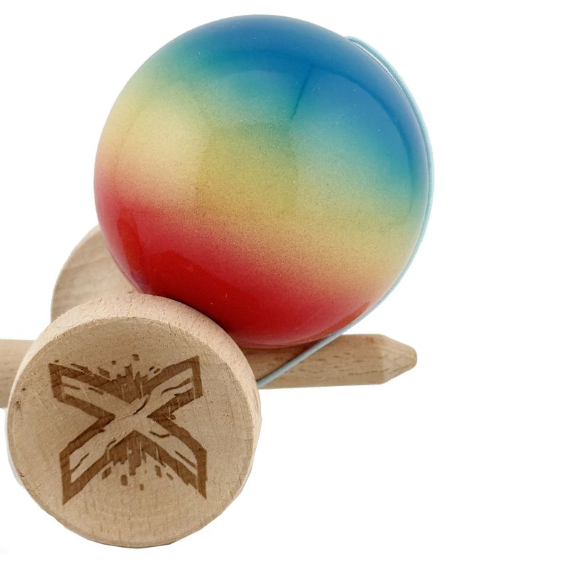Jucarii, Copii si Bebe - Jucarii si jocuri - Jucarii & jocuri educative - Jucarii interactive - Kendama Flippy X Originala, Big Cups V2, Super Sticky, Rulment Metalic, Rosu/Galben/Albastru - Infinity.ro