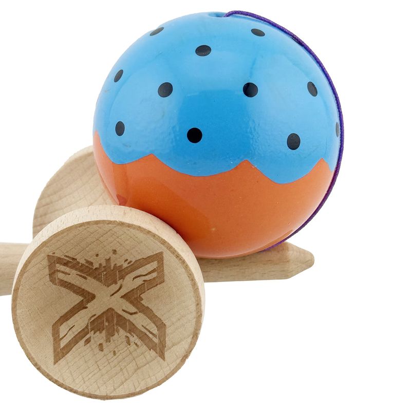 Jucarii, Copii si Bebe - Jucarii si jocuri - Jucarii & jocuri educative - Jucarii interactive - Jucarie Kendama X, Profesionala, Big Cups V2, Super Sticky, 18 cm, Albastru/Portocaliu - Infinity.ro