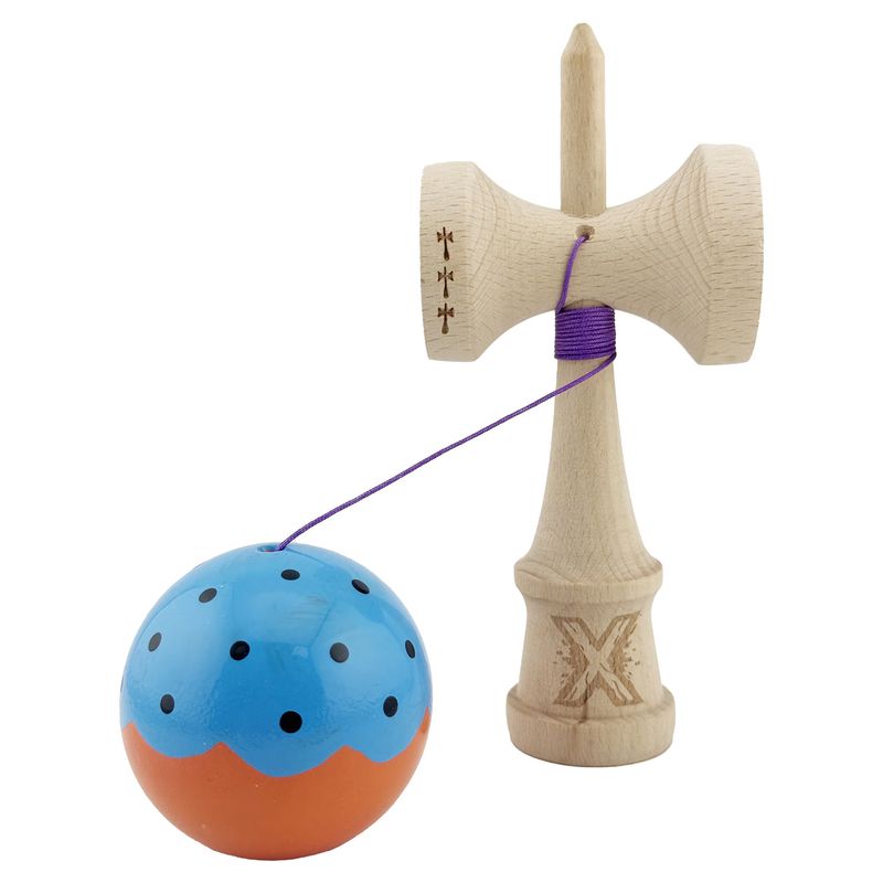Jucarii, Copii si Bebe - Jucarii si jocuri - Jucarii & jocuri educative - Jucarii interactive - Jucarie Kendama X, Profesionala, Big Cups V2, Super Sticky, 18 cm, Albastru/Portocaliu - Infinity.ro
