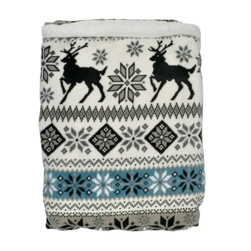 Casa si Gradina - Textile si covoare - Pături și cuverturi - Pături - Patura Sherpa cu model de Craciun (130×170 cm) - Infinity.ro