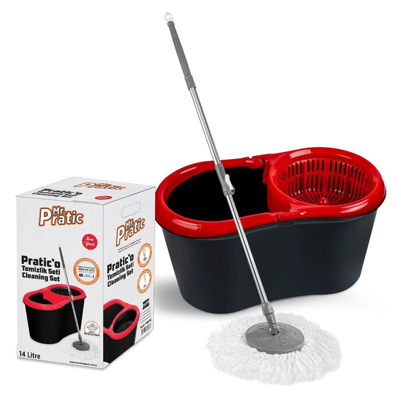 Market - Curatenie si intretinere casa - Produse menaj - Mopuri - Mop rotativ Pratico – 360 grade cu maner telescopic, galeata ovala cu storcator incorporat, 14 L - Infinity.ro