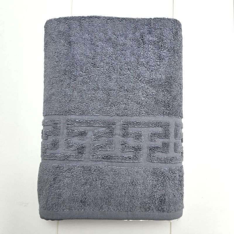 Casa si Gradina - Textile si covoare - Textile baie - Prosoape - Set 3 prosoape baie Greek Border Jacquard Plush Luxury - 100% Bumbac, 500g/mp, gri - Infinity.ro