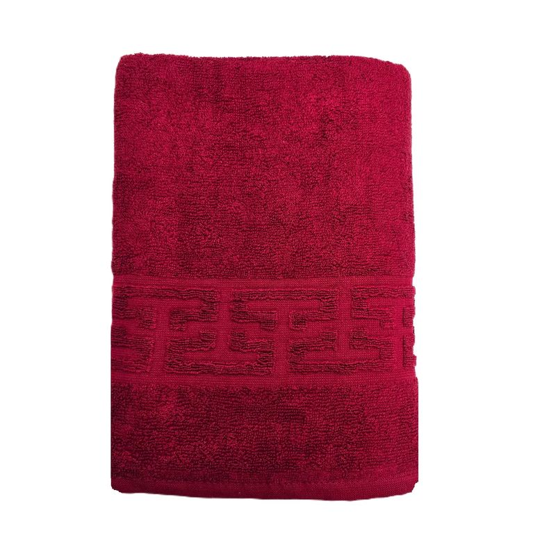 Casa si Gradina - Textile si covoare - Textile baie - Prosoape - Set 3 prosoape baie Greek Border Jacquard Plush Luxury - 100% Bumbac, 500g/mp, burgundy - Infinity.ro