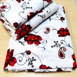 Casa si Gradina - Textile si covoare - Lenjerii de pat - Seturi de lenjerie - Lenjerie de pat 4 piese, 2 persoane, tesatura clasica neteda, 100% bumbac, decor floral - 03 - Infinity.ro