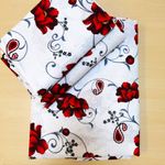 Casa si Gradina - Textile si covoare - Lenjerii de pat - Seturi de lenjerie - Lenjerie de pat 4 piese, 2 persoane, tesatura clasica neteda, 100% bumbac, decor floral - 03 - Infinity.ro