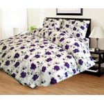 Casa si Gradina - Textile si covoare - Lenjerii de pat - Seturi de lenjerie - Lenjerie de pat 4 piese, 2 persoane, tesatura clasica neteda, 100% bumbac, decor floral - 01 - Infinity.ro