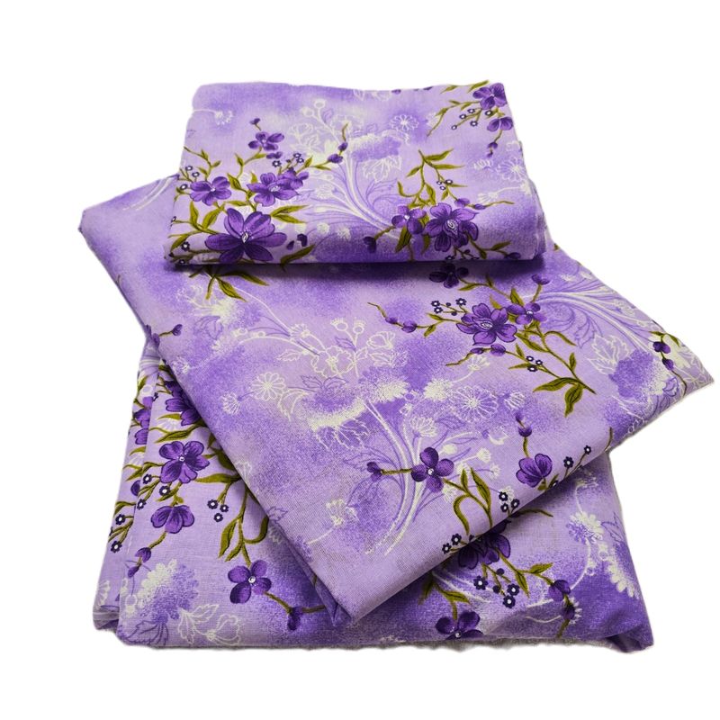 Casa si Gradina - Textile si covoare - Lenjerii de pat - Seturi de lenjerie - Lenjerie de pat 4 piese, 2 persoane, tesatura clasica neteda, 100% bumbac, decor floral - 05 - Infinity.ro