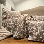 Casa si Gradina - Textile si covoare - Lenjerii de pat - Seturi de lenjerie - Lenjerie de pat 4 piese, 2 persoane, tesatura clasica neteda, 100% bumbac, decor floral - 07 - Infinity.ro