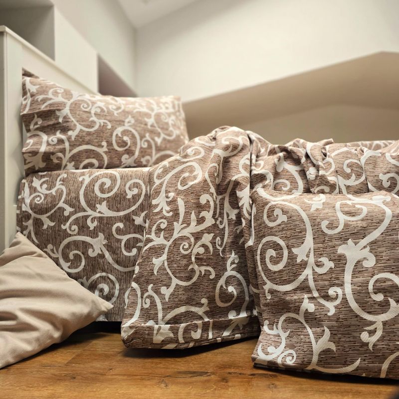 Casa si Gradina - Textile si covoare - Lenjerii de pat - Seturi de lenjerie - Lenjerie de pat 4 piese, 2 persoane, tesatura clasica neteda, 100% bumbac, decor floral - 07 - Infinity.ro