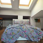 Casa si Gradina - Textile si covoare - Lenjerii de pat - Seturi de lenjerie - Lenjerie de pat 4 piese, 2 persoane, tesatura clasica neteda, 100% bumbac, decor fluturi - 12 - Infinity.ro