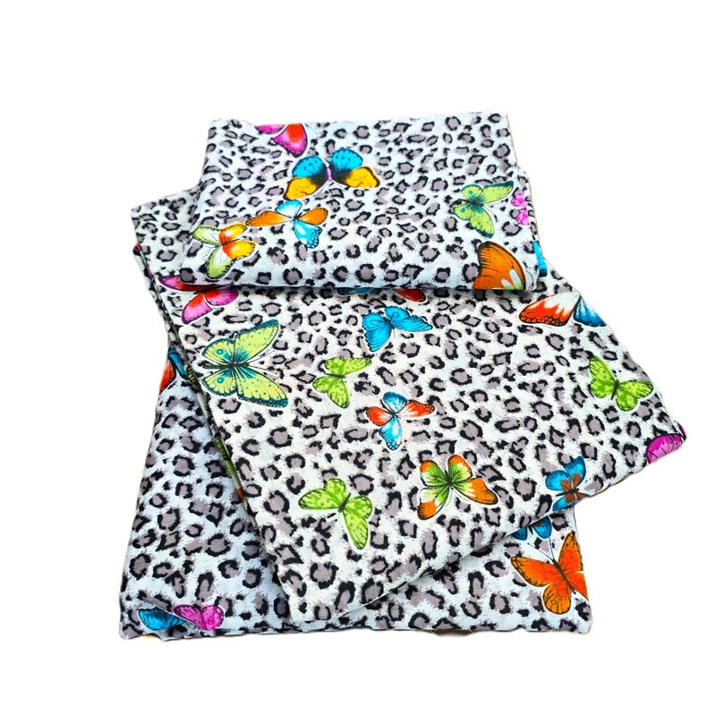 Casa si Gradina - Textile si covoare - Lenjerii de pat - Seturi de lenjerie - Lenjerie de pat 4 piese, 2 persoane, tesatura clasica neteda, 100% bumbac, decor fluturi - 12 - Infinity.ro