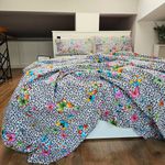 Casa si Gradina - Textile si covoare - Lenjerii de pat - Seturi de lenjerie - Lenjerie de pat 4 piese, 2 persoane, tesatura clasica neteda, 100% bumbac, decor fluturi - 12 - Infinity.ro