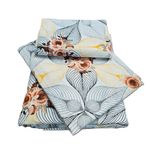 Casa si Gradina - Textile si covoare - Lenjerii de pat - Seturi de lenjerie - Lenjerie de pat 4 piese, 2 persoane, tesatura clasica neteda, 100% bumbac, decor floral - 14 - Infinity.ro