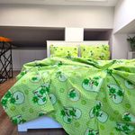 Casa si Gradina - Textile si covoare - Lenjerii de pat - Seturi de lenjerie - Lenjerie de pat 4 piese, 2 persoane, tesatura clasica neteda, 100% bumbac, decor floral - 13 - Infinity.ro