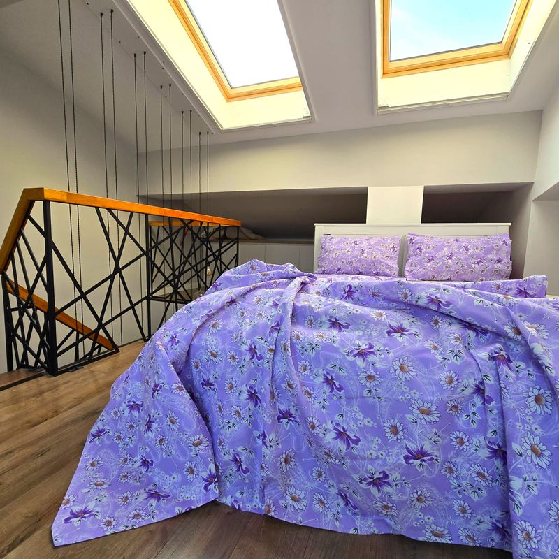 Casa si Gradina - Textile si covoare - Lenjerii de pat - Seturi de lenjerie - Lenjerie de pat 4 piese, 2 persoane, tesatura clasica neteda, 100% bumbac, decor floral - 17 - Infinity.ro