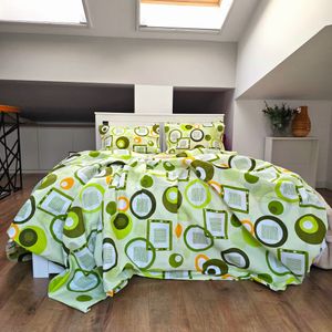 Lenjerie de pat 4 piese, 2 persoane, tesatura clasica neteda, 100% bumbac, decor geometric- 19 - Marketplace online - Infinity.ro