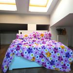 Casa si Gradina - Textile si covoare - Lenjerii de pat - Seturi de lenjerie - Lenjerie de pat 4 piese, 2 persoane, tesatura clasica neteda, 100% bumbac, decor floral - 21 - Infinity.ro