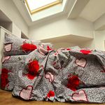 Casa si Gradina - Textile si covoare - Lenjerii de pat - Seturi de lenjerie - Lenjerie de pat 4 piese, 2 persoane, tesatura clasica neteda, 100% bumbac, decor floral - 22 - Infinity.ro