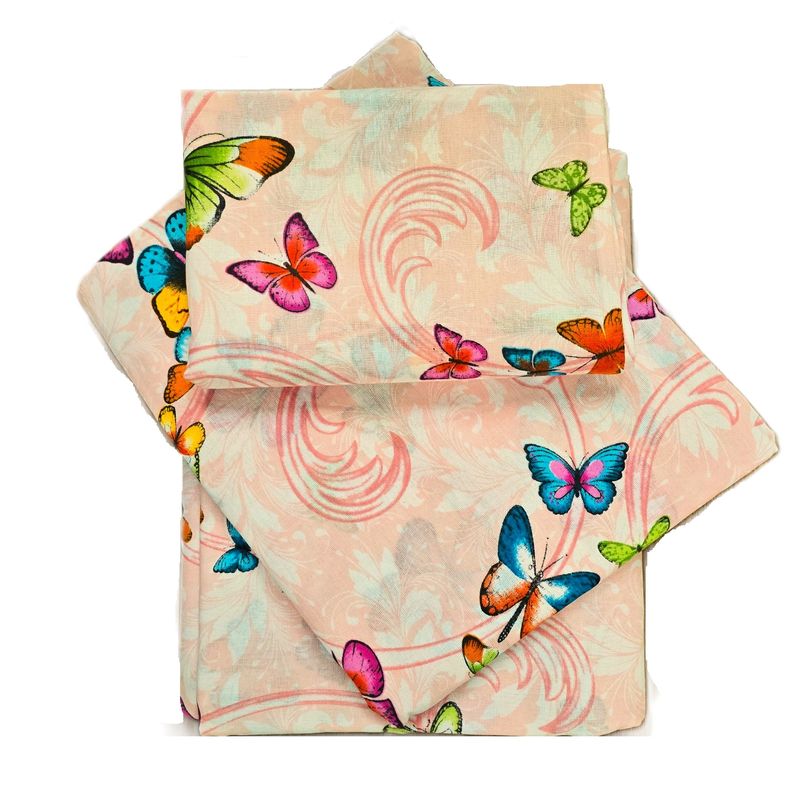 Casa si Gradina - Textile si covoare - Lenjerii de pat - Seturi de lenjerie - Lenjerie de pat 4 piese, 2 persoane, tesatura clasica neteda, 100% bumbac, decor floral - 23 - Infinity.ro