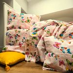 Casa si Gradina - Textile si covoare - Lenjerii de pat - Seturi de lenjerie - Lenjerie de pat 4 piese, 2 persoane, tesatura clasica neteda, 100% bumbac, decor floral - 23 - Infinity.ro