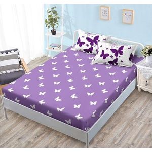 Lenjerie de pat 6 piese finet gros cu elastic, XXL - Model fluturi, YoYo, 05