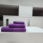 Casa si Gradina - Textile si covoare - Textile baie - Prosoape - Set 3 prosoape baie Greek Border Jacquard Plush Luxury - 100% Bumbac, 500g/mp, mov - Infinity.ro