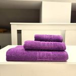 Casa si Gradina - Textile si covoare - Textile baie - Prosoape - Set 3 prosoape baie Greek Border Jacquard Plush Luxury - 100% Bumbac, 500g/mp, mov - Infinity.ro