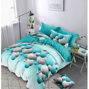 Lenjerie de pat 6 piese finet gros cu elastic, XXL - Model geometric, YoYo, 20