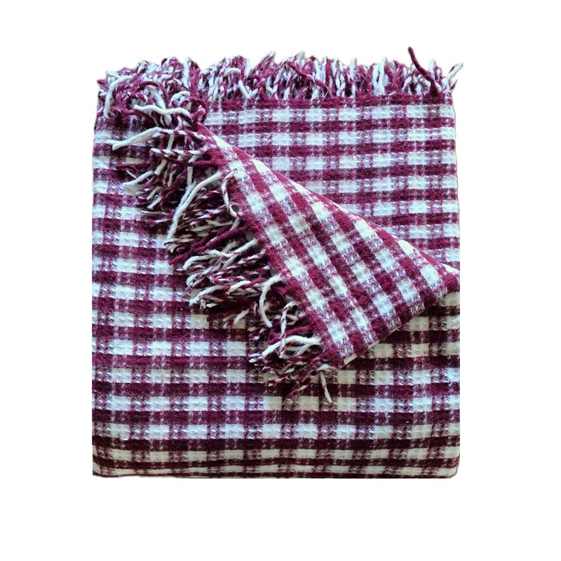 Casa si Gradina - Textile si covoare - Pături și cuverturi - Cuverturi - Patura Kotonia Home - Sarra pentru pat dublu, dimensiunea 180x230 cm, bordo cu ciucuri - Infinity.ro