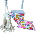 Casa si Gradina - Textile si covoare - Lenjerii de pat - Lenjerii copii - Set 3 piese patut ranforce, cearceaf pat 120×150 cm, husa elastic 60×120+15 cm si fata perna 40×40 cm, decor elefantei - Infinity.ro