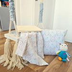 Casa si Gradina - Textile si covoare - Lenjerii de pat - Lenjerii copii - Set 3 piese patut ranforce, cearceaf pat 120×150 cm, husa elastic 60×120+15 cm si fata perna 40×40 cm, decor iepurasi - Infinity.ro