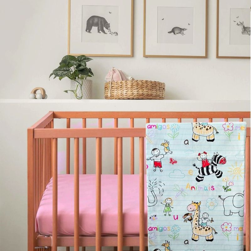 Casa si Gradina - Textile si covoare - Lenjerii de pat - Lenjerii copii - Set 3 piese patut ranforce, cearceaf pat 120×150 cm, husa elastic 60×120+15 cm, fata perna 40×40 cm, decor jucarii - Infinity.ro