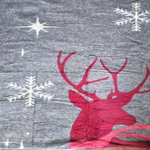 Patura Vicuna - Decor Craciun, cu doua fete, dimensiunea 180x220 cm, reni